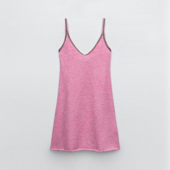 ZARA Wool Alpaca Beaded Strappy Dress - Picture 1 of 12